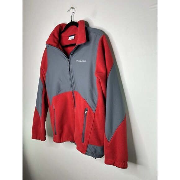 Columbia Men Nordic Trekker Fleece Jacket Wind Proof Red Gray Size Medium - Picture 6 of 11
